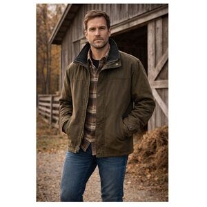 CARRINGTON SIGNATURE Olive Green Chore Barn Style Utility Jacket Men’s Sz L Tall